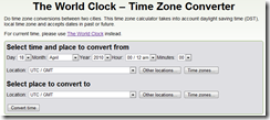 Search dialog for timeanddate.com