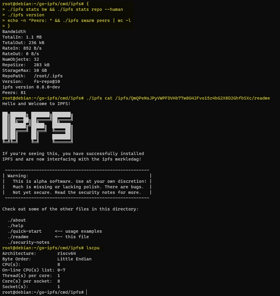 IPFS running on RISC-V